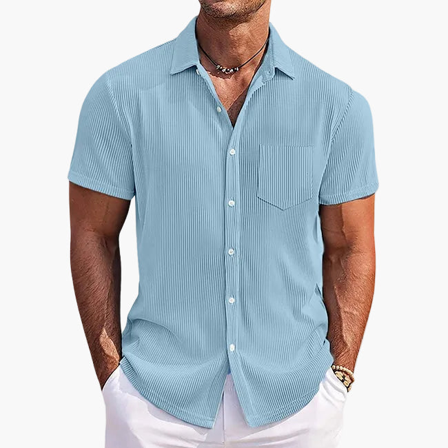 Chemise d'été homme à rayures – Manches courtes, chemise moderne de loisirs et business
