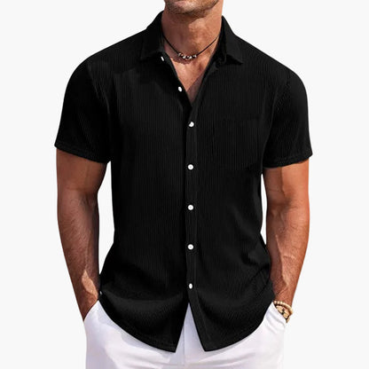 Chemise d'été homme à rayures – Manches courtes, chemise moderne de loisirs et business