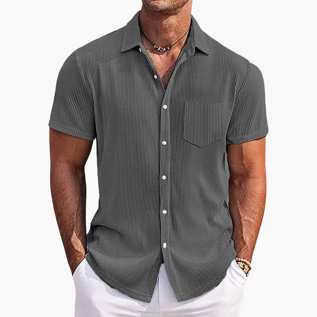 Chemise d'été homme à rayures – Manches courtes, chemise moderne de loisirs et business