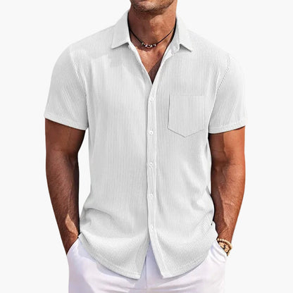Chemise d'été homme à rayures – Manches courtes, chemise moderne de loisirs et business