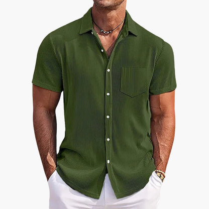 Chemise d'été homme à rayures – Manches courtes, chemise moderne de loisirs et business