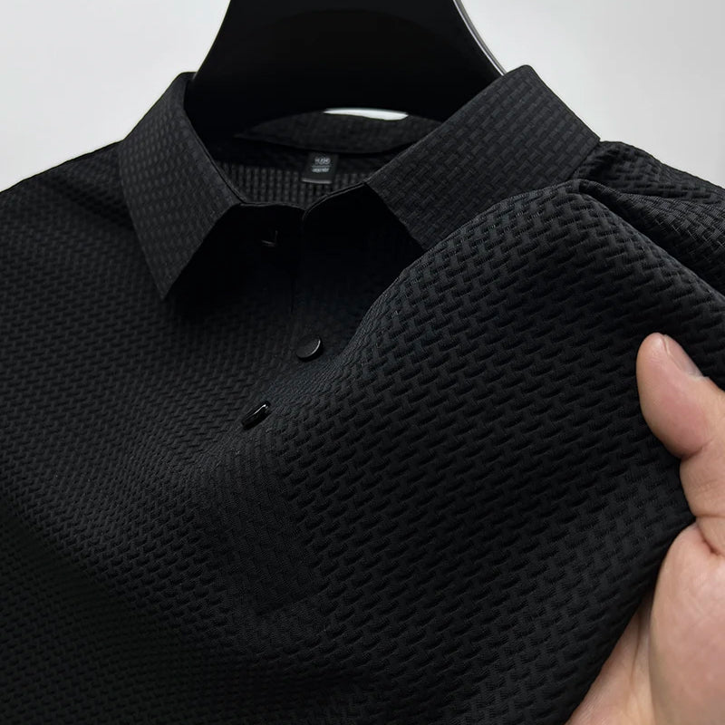 Polo à motif structuré pour hommes – Style décontracté élégant pour quotidien et business
