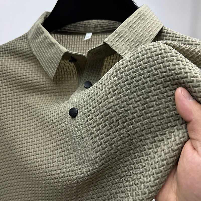 Polo à motif structuré pour hommes – Style décontracté élégant pour quotidien et business