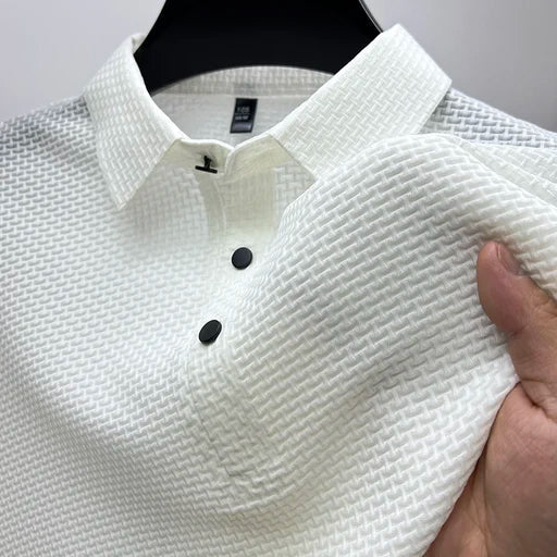 Polo à motif structuré pour hommes – Style décontracté élégant pour quotidien et business