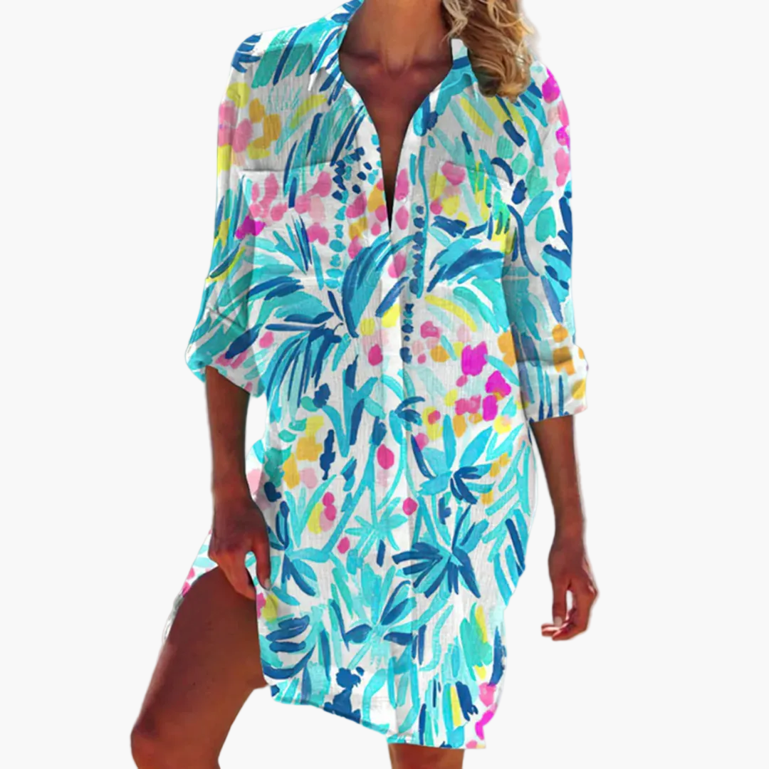 Dames Oversize Hemdblousejurk in Tie-Dye Stijl – Casual Zomermode voor Strand en Vrije Tijd