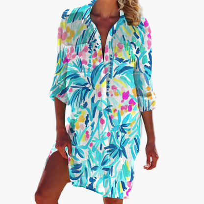 Dames Oversize Hemdblousejurk in Tie-Dye Stijl – Casual Zomermode voor Strand en Vrije Tijd