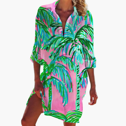 Dames Oversize Hemdblousejurk in Tie-Dye Stijl – Casual Zomermode voor Strand en Vrije Tijd