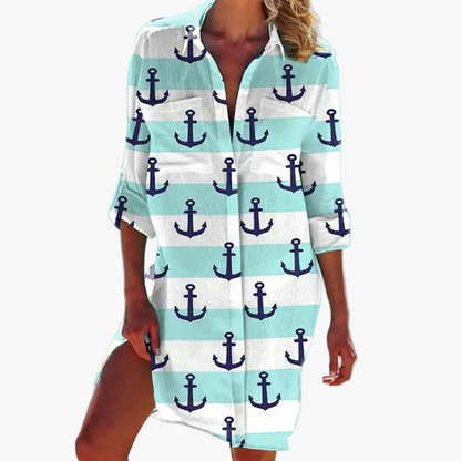 Dames Oversize Hemdblousejurk in Tie-Dye Stijl – Casual Zomermode voor Strand en Vrije Tijd