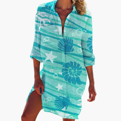 Dames Oversize Hemdblousejurk in Tie-Dye Stijl – Casual Zomermode voor Strand en Vrije Tijd