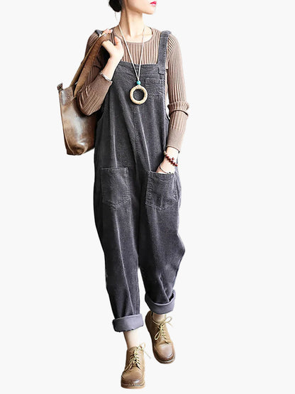 Mono retro casual para mujer con bolsillos para el día a día y tiempo libre