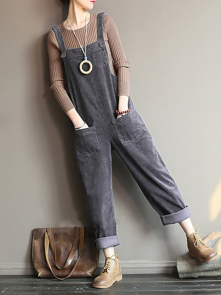 Mono retro casual para mujer con bolsillos para el día a día y tiempo libre