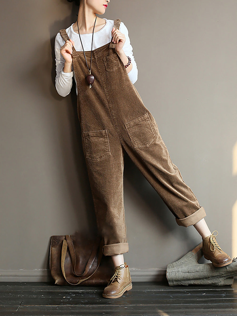 Mono retro casual para mujer con bolsillos para el día a día y tiempo libre