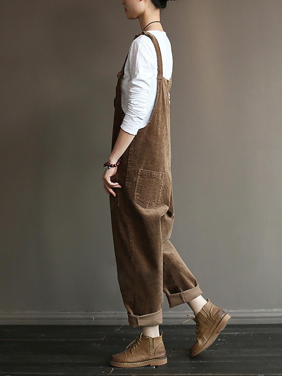 Mono retro casual para mujer con bolsillos para el día a día y tiempo libre