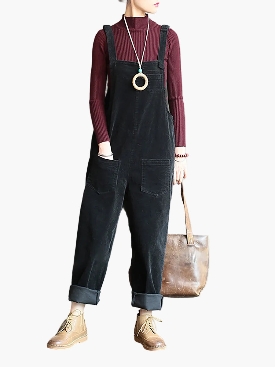 Mono retro casual para mujer con bolsillos para el día a día y tiempo libre