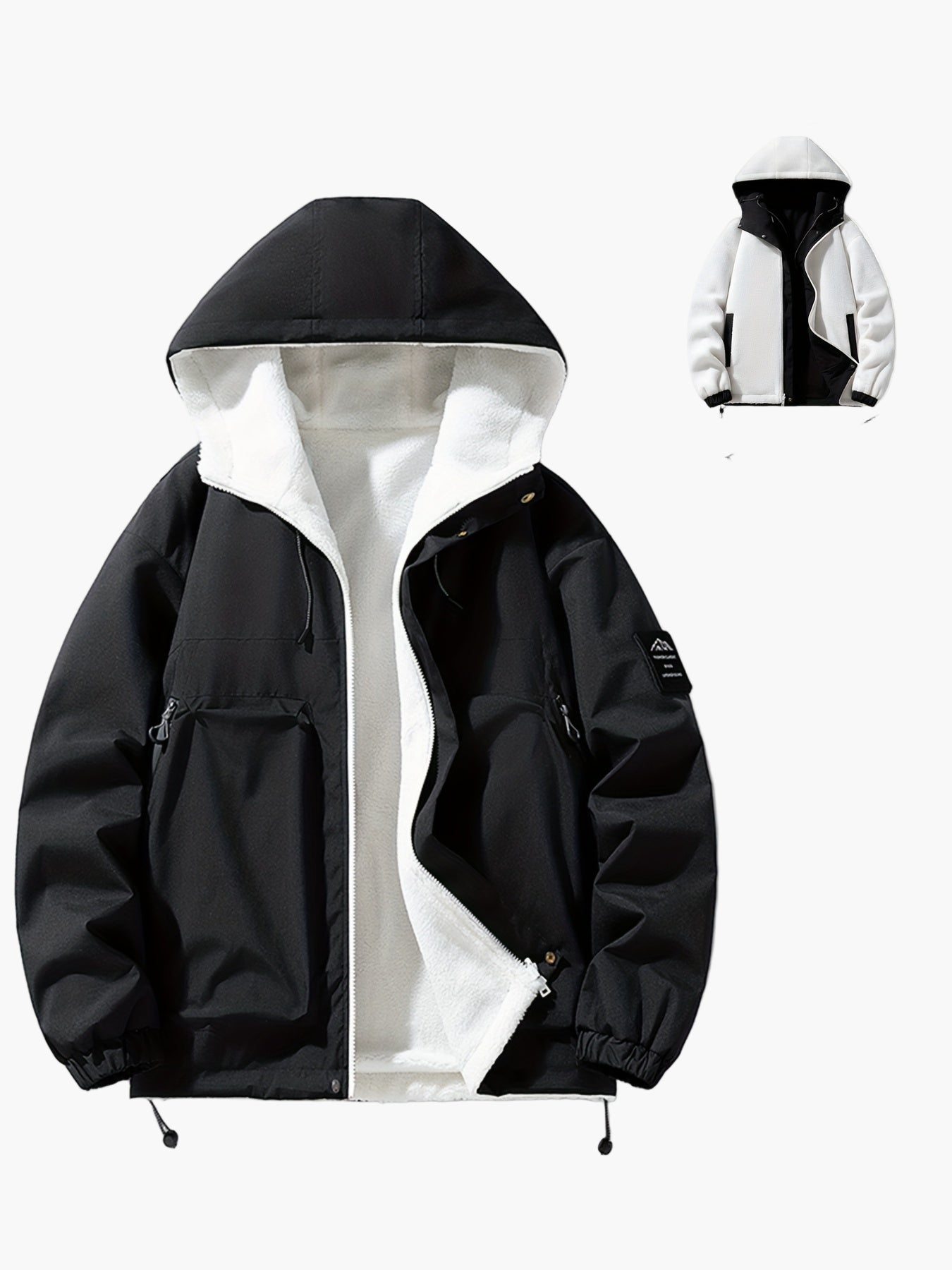 Herren Winterjacke mit Kapuze, Urban Streetwear, Casual Outdoorjacke, Warm Gefüttert