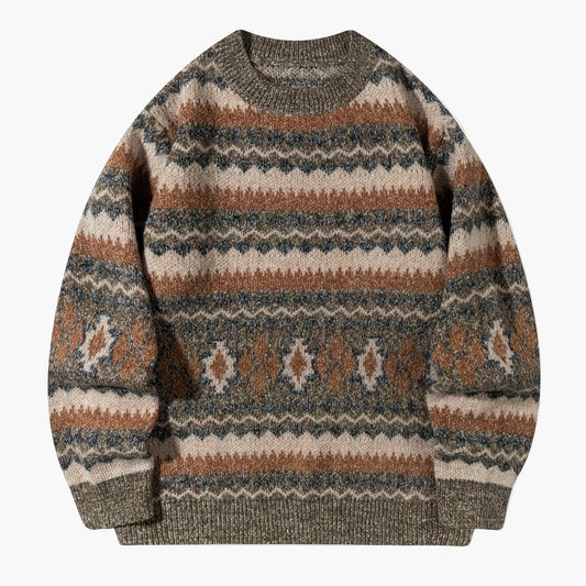Herren Retro Strickpullover mit geometrischem Muster – Lässiger Herbst/Winter Look