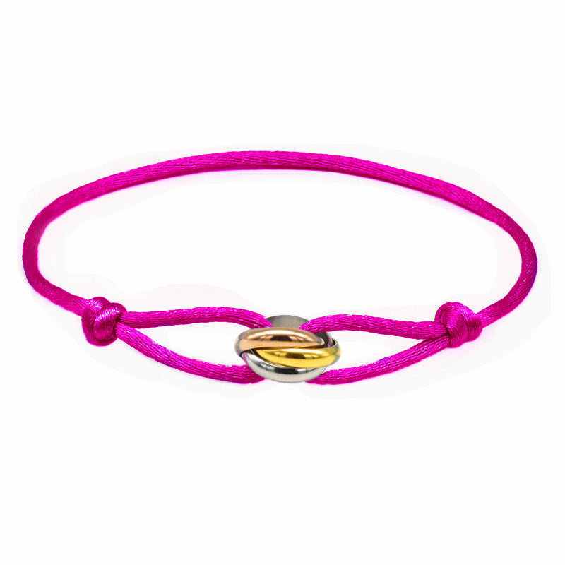 Pulsera ajustable azul claro con anillos entrelazados de acero inoxidable – Unisex y minimalista