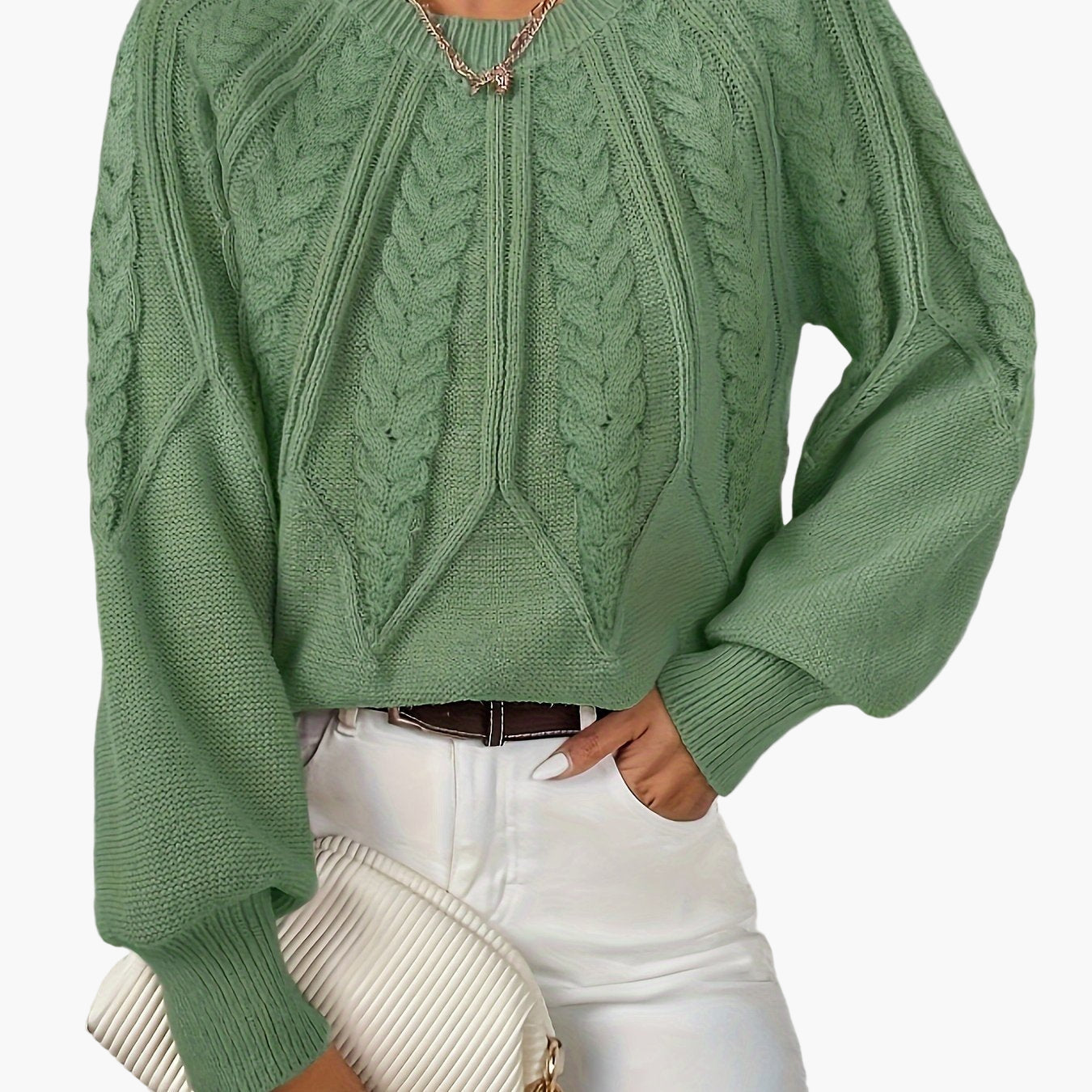 Damen Strickpullover Elegant mit Zopfmuster – Modischer Freizeit Sweater für Herbst und Frühling