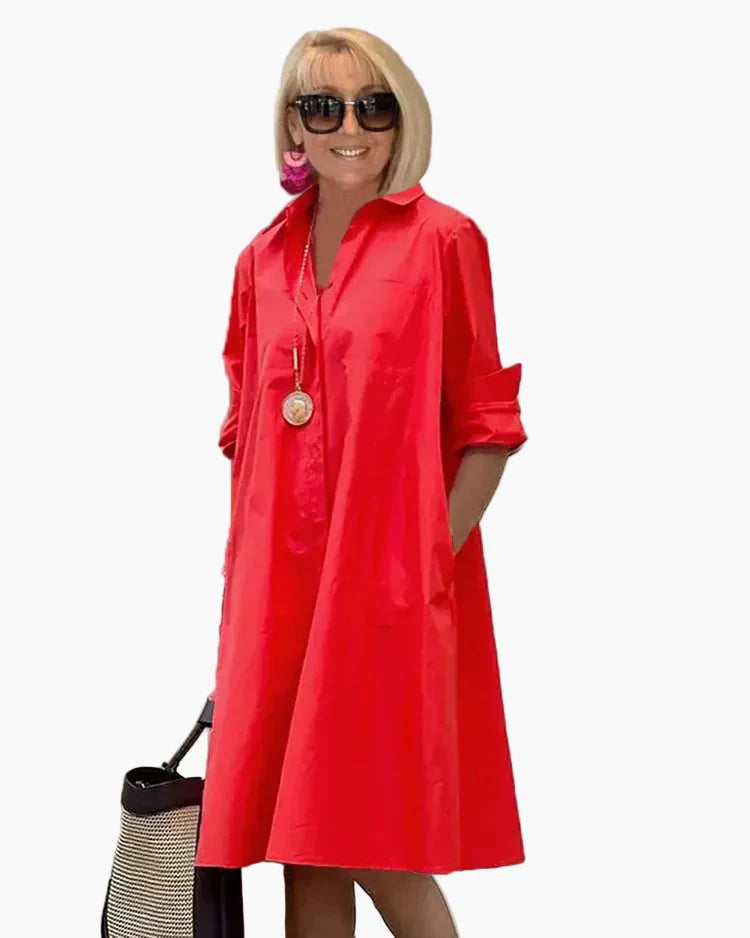 Dames Hemdblousejurk Elegant Los – Perfect voor Dagelijks Gebruik en Vakantie