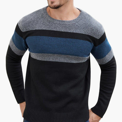 Herren Pullover mit modernen Streifen – Stilvoller Freizeit-Look für Herbst und Winter