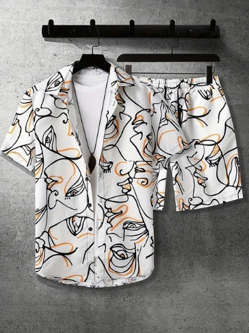 Steve – Bedrucktes Herren-Freizeitset mit Hemd und Shorts
