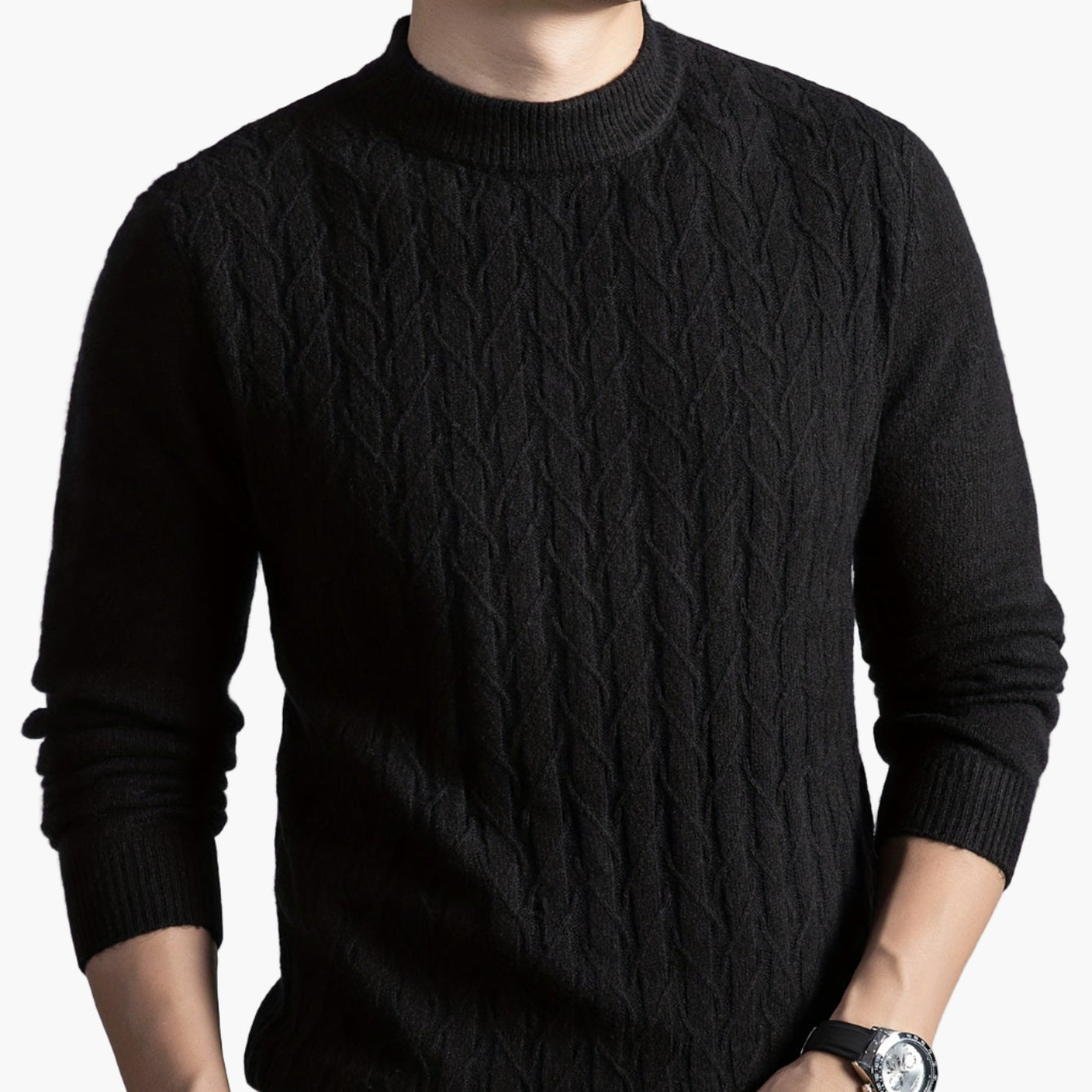 Herren Strickpullover im klassischen Zopfmuster – Eleganter Freizeit-Look für Herbst und Winter