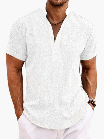 Camiseta Henley de manga corta para hombre – Camisa casual moderna para verano, vacaciones y diario