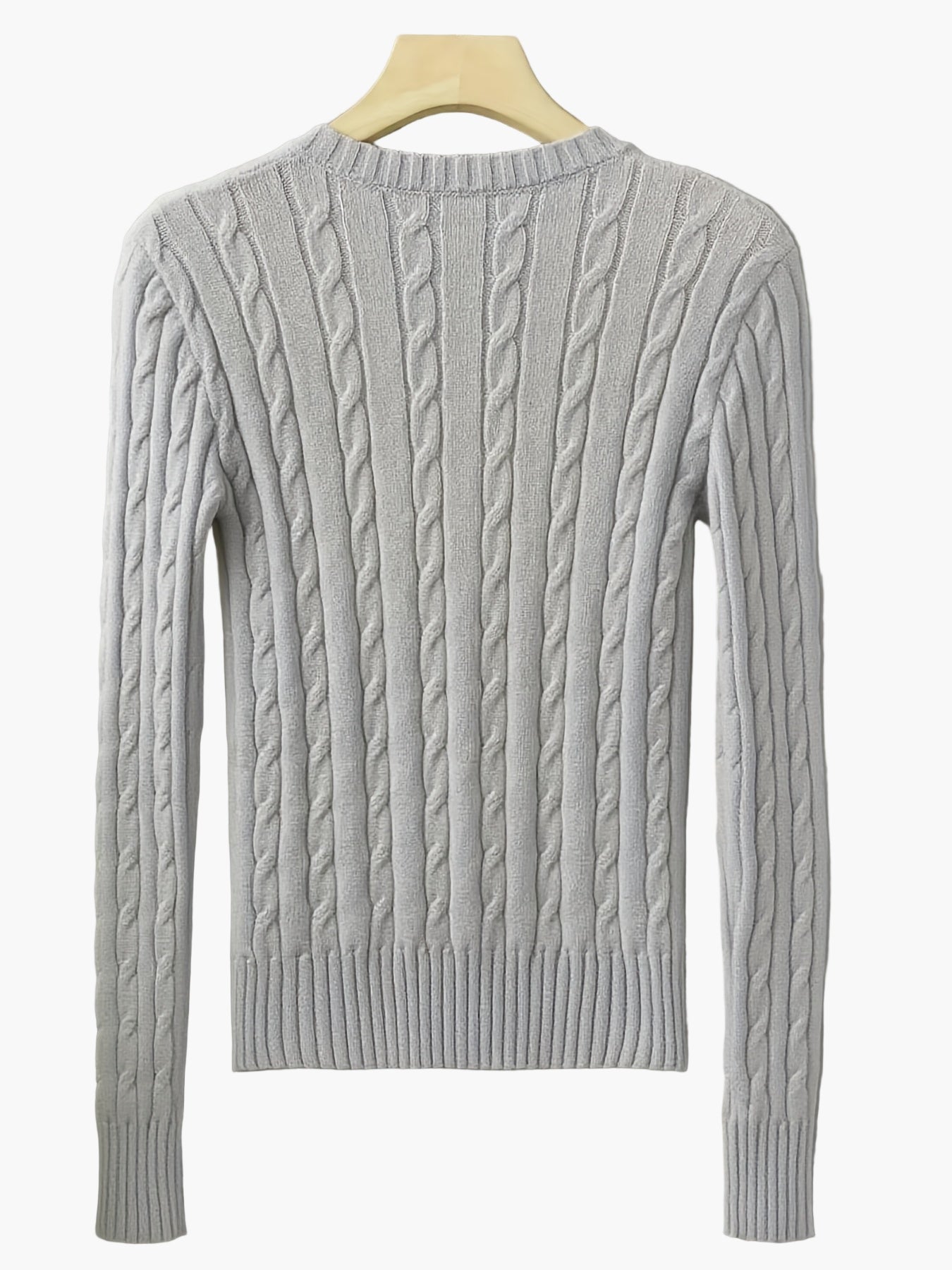 Damen Pullover im Zopfmuster mit V-Ausschnitt – Modischer Freizeit Strickpullover