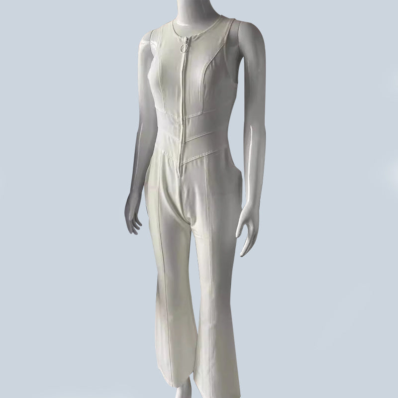 Sue – Mono ajustado de mezclilla con escote en forma de corazón en la espalda