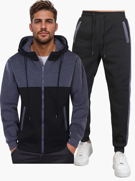 Heren Trainingspak Tweedelig – Sportieve Hoodie en Joggingbroek voor Vrije Tijd en Fitness