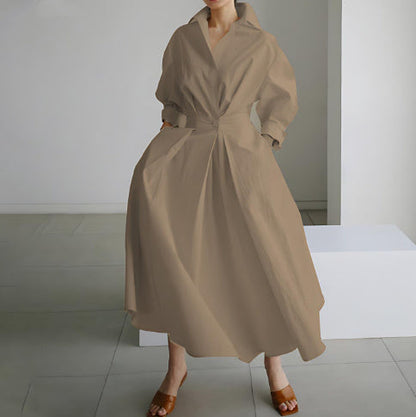 Angela – Langärmliges Blusenkleid mit elastischem Bund