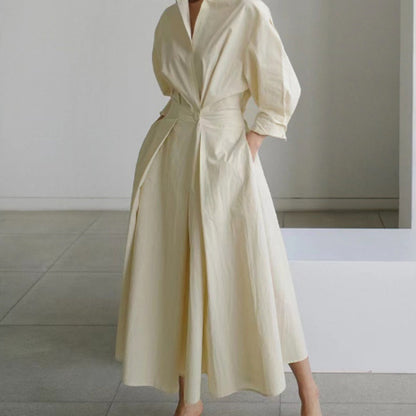 Angela – Langärmliges Blusenkleid mit elastischem Bund