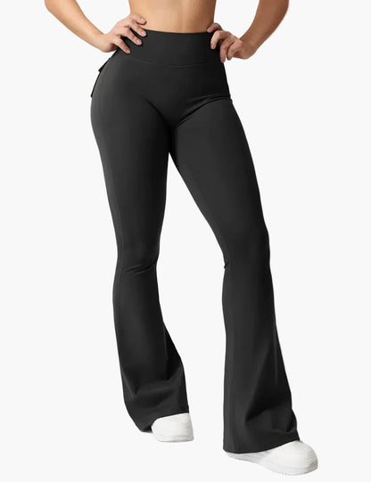 Dam Butt-Lift Cargo Fitnessleggings – Bootcut-stil för träning & fritid
