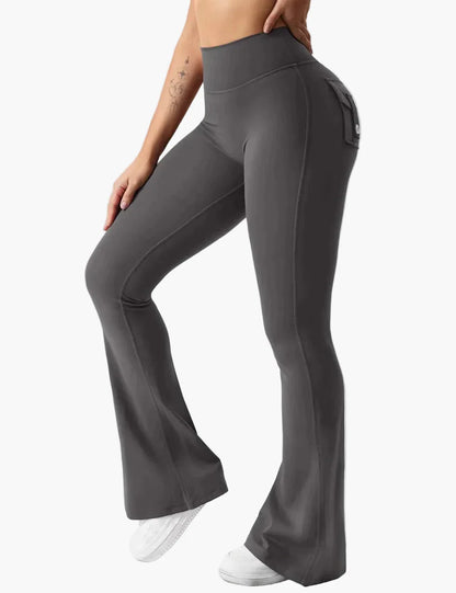 Dam Butt-Lift Cargo Fitnessleggings – Bootcut-stil för träning & fritid