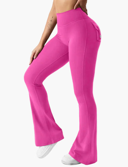 Dam Butt-Lift Cargo Fitnessleggings – Bootcut-stil för träning & fritid