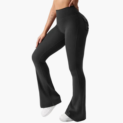Dam Butt-Lift Cargo Fitnessleggings – Bootcut-stil för träning & fritid