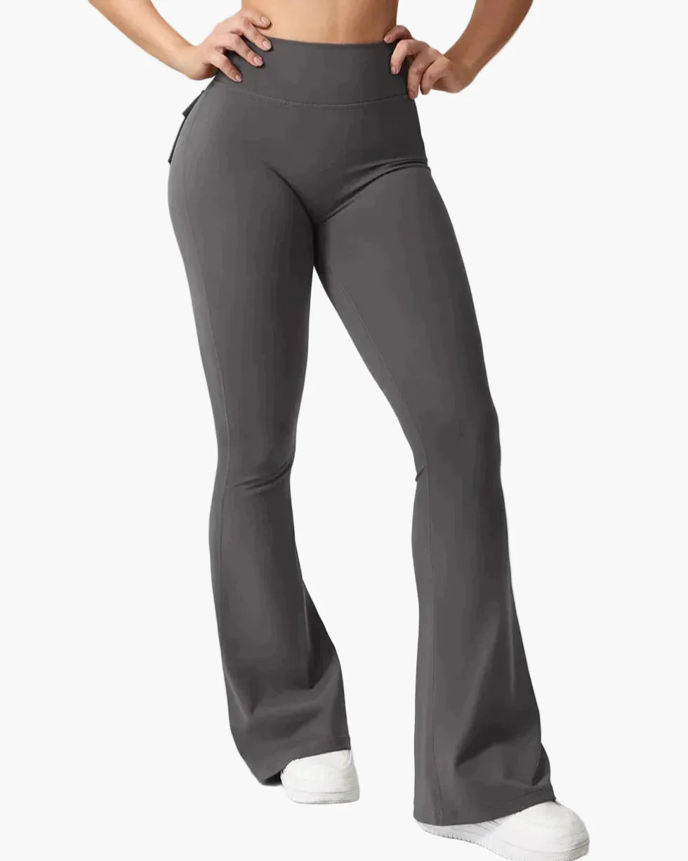 Dam Butt-Lift Cargo Fitnessleggings – Bootcut-stil för träning & fritid