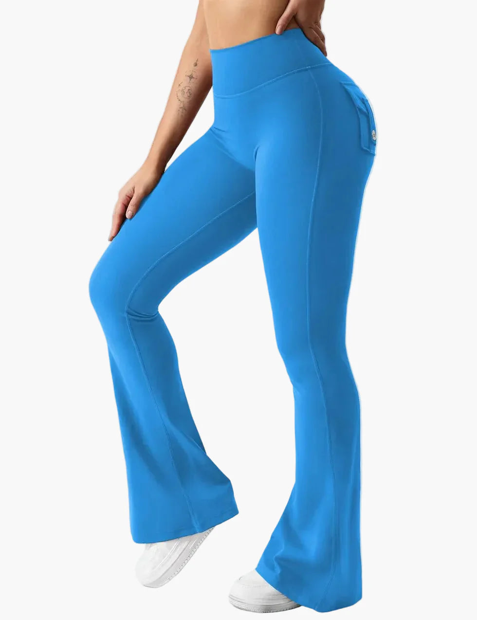 Dam Butt-Lift Cargo Fitnessleggings – Bootcut-stil för träning & fritid