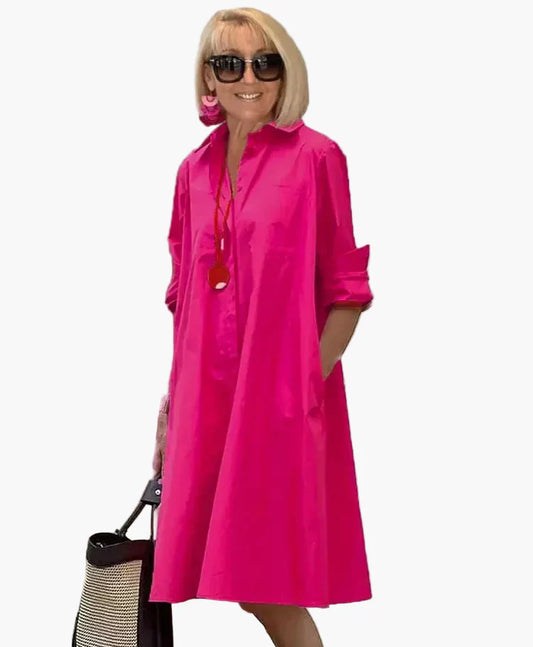 Dames Hemdblousejurk Elegant Los – Perfect voor Dagelijks Gebruik en Vakantie