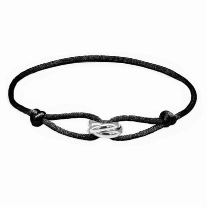 Pulsera ajustable azul claro con anillos entrelazados de acero inoxidable – Unisex y minimalista