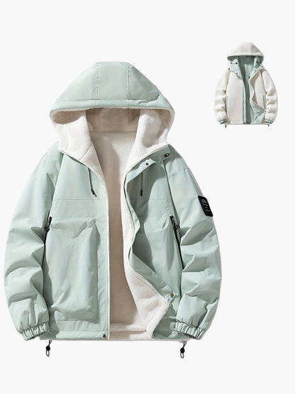 Herren Winterjacke mit Kapuze, Urban Streetwear, Casual Outdoorjacke, Warm Gefüttert