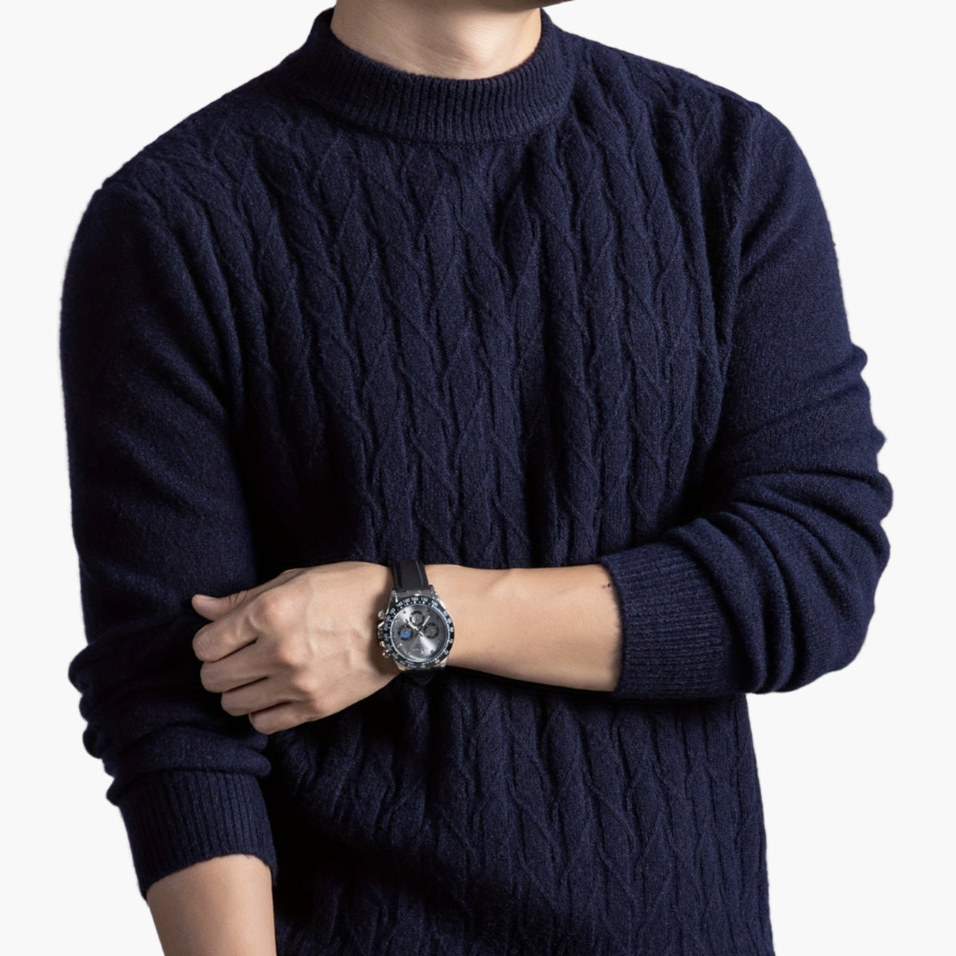 Herren Strickpullover im klassischen Zopfmuster – Eleganter Freizeit-Look für Herbst und Winter
