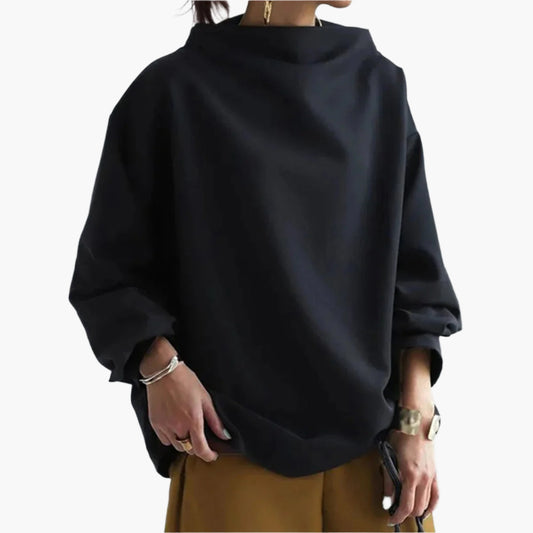 Damen Oversize Pullover mit weitem Kragen – Modischer Freizeit-Look für Herbst und Winter