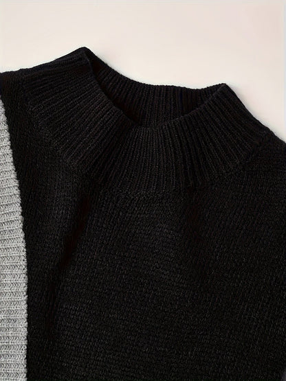 Damen Pullover im Patchwork-Design, eleganter Stil für Alltag und Büro