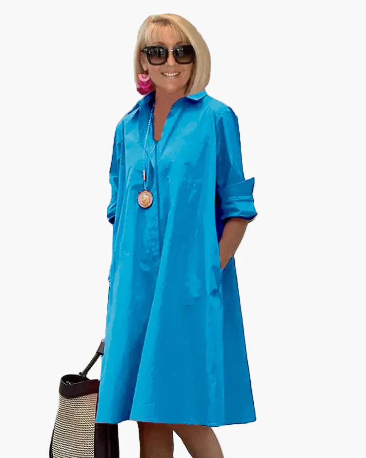 Dames Hemdblousejurk Elegant Los – Perfect voor Dagelijks Gebruik en Vakantie