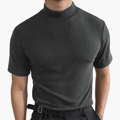 Herr Modern Stretch-T-shirt med ståkrage – Stilren för vardag och business