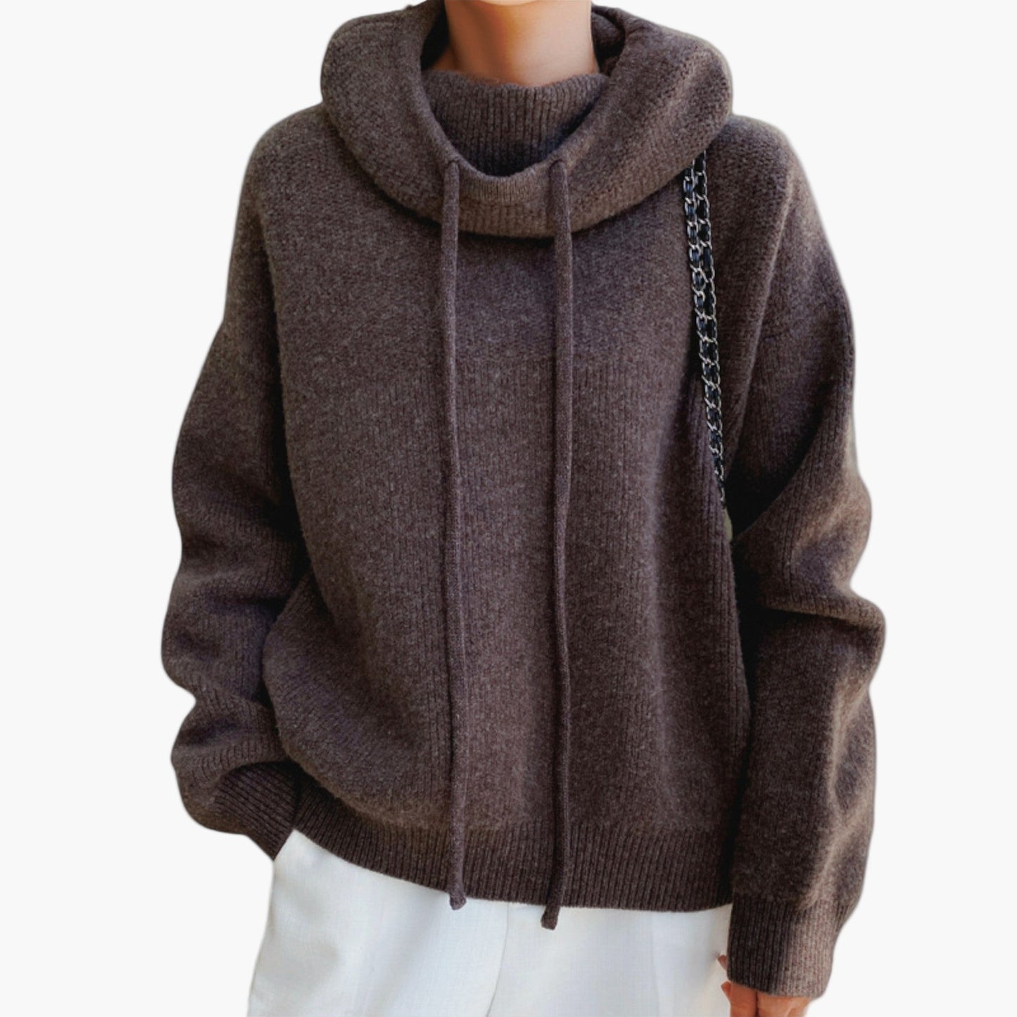 Damen Strickpullover mit Kapuze – Lässiger Hoodie für Alltag und Freizeit