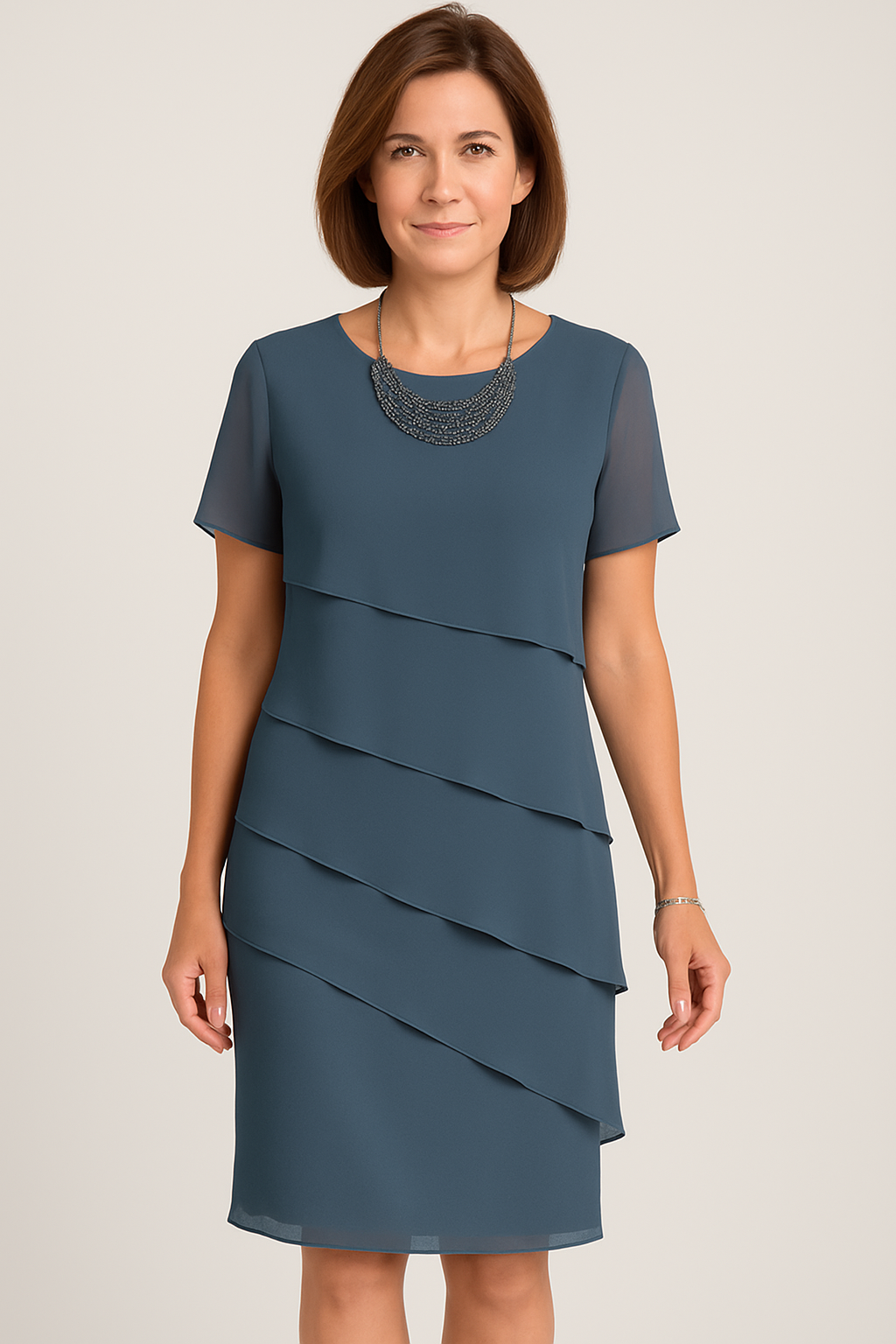 Sommer Etuikleid Damen – Luftiges Festkleid mit Lagenoptik für Hochzeit & elegante Anlässe