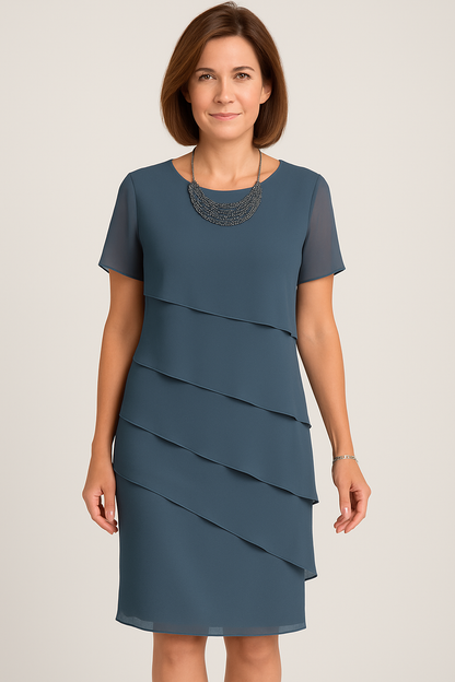 Sommer Etuikleid Damen – Luftiges Festkleid mit Lagenoptik für Hochzeit & elegante Anlässe