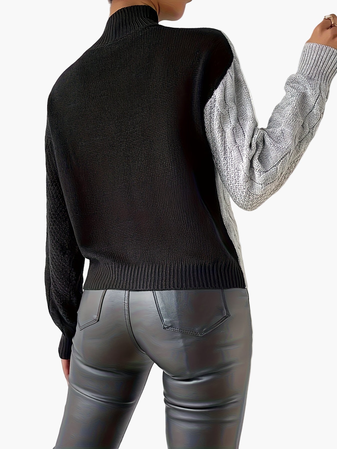 Damen Pullover im Patchwork-Design, eleganter Stil für Alltag und Büro